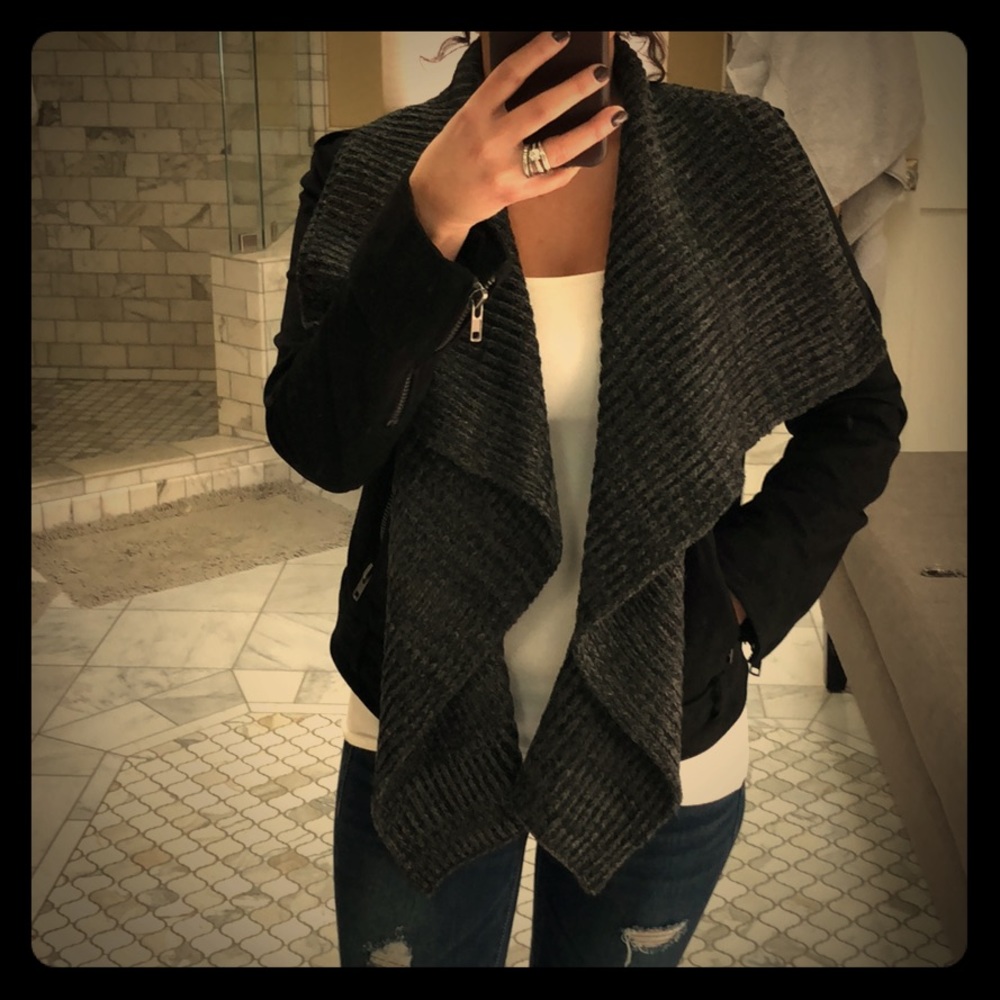 NWT LUSH 🖤🖤🖤 Suede Jacket with Knitted Layover
